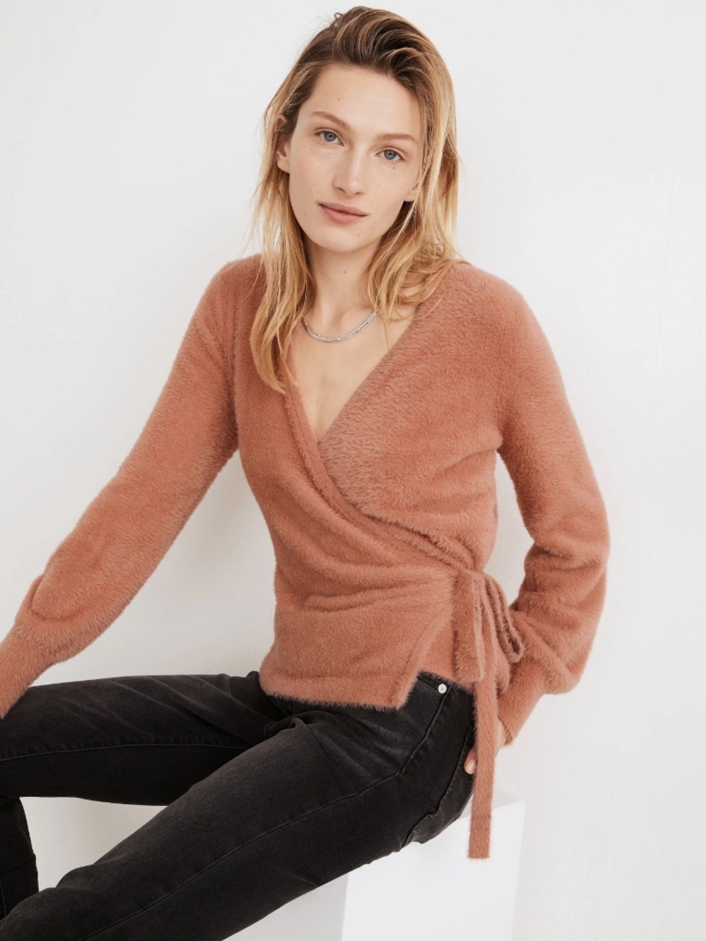 Madewell Balloon-Sleeve Wrap Sweater